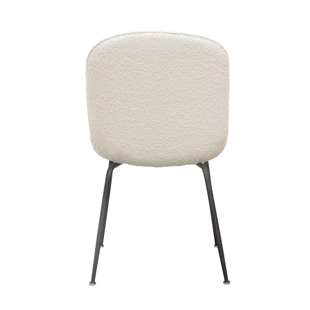 Session 2-Pack Dining Chair in Ivory Boucle w/ Black Powder Coat Metal Leg by Diamond Sofa