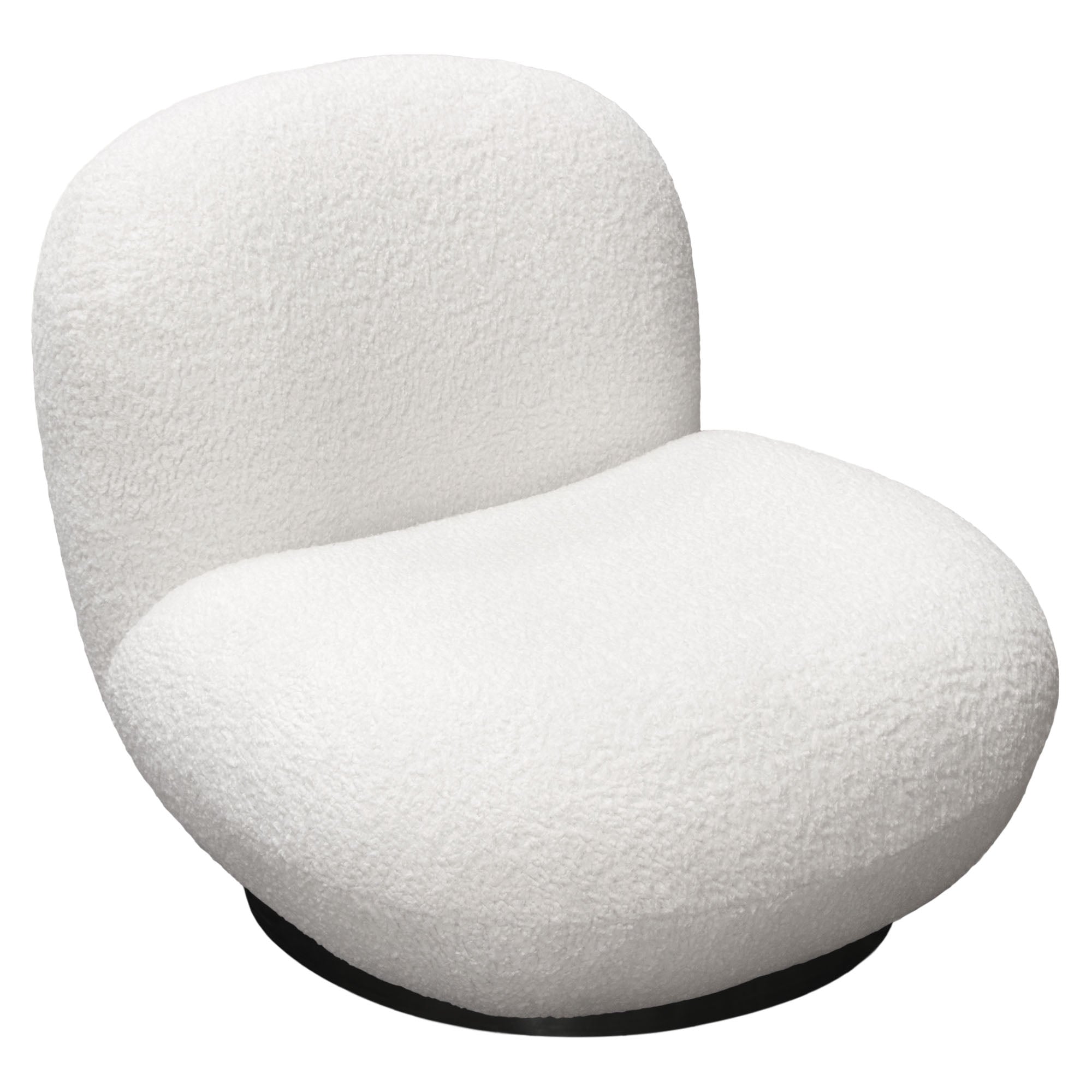 Simone Swivel Accent Chair in White Faux Sheepskin Fabric by Diamond Sofa