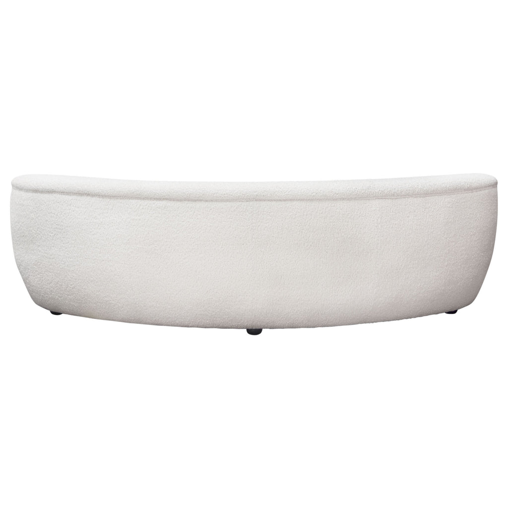 Simone Curved Sofa in White Faux Sheepskin Fabric by Diamond Sofa