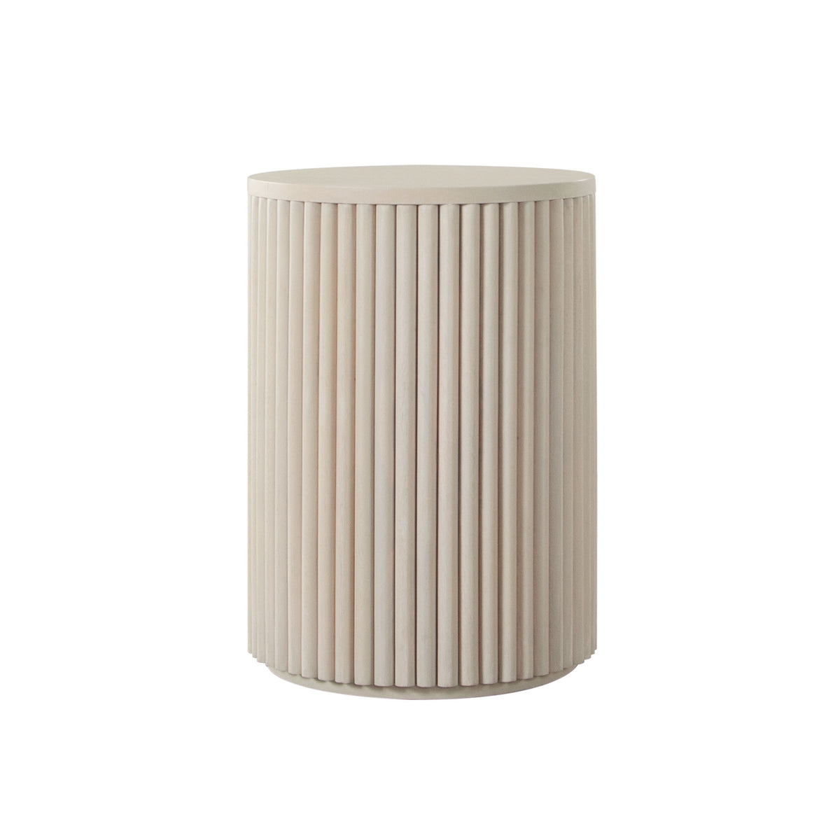 Siren 18" Round Wood End Table in Natural Finish w/ Fluted Accent Base by Diamond Sofa