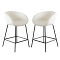 Set of (2) Skyler Counter Height Chairs in Ivory Boucle Fabric w/ Black Metal Frame by Diamond Sofa