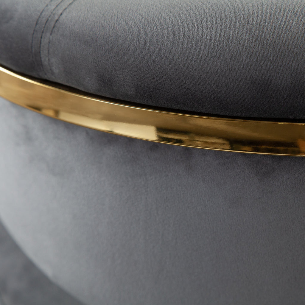 Solstice Counter Height Chair in Grey Velvet w/ Polished Gold Metal Frame by Diamond Sofa - styled in a staged room by Center Stage Home Design