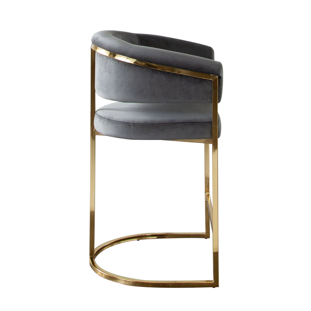 Solstice Counter Height Chair in Grey Velvet w/ Polished Gold Metal Frame by Diamond Sofa