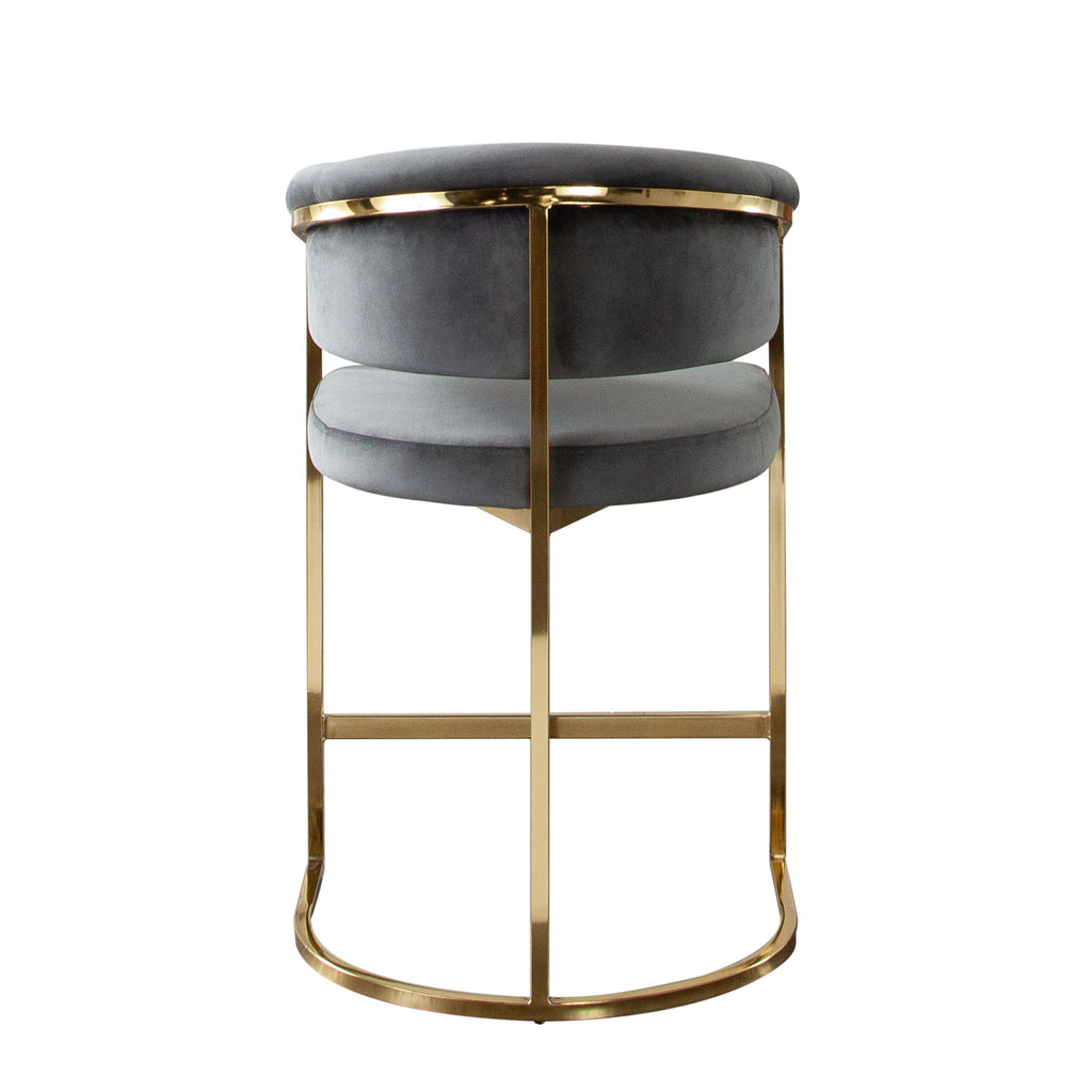 Solstice Counter Height Chair in Grey Velvet w/ Polished Gold Metal Frame by Diamond Sofa