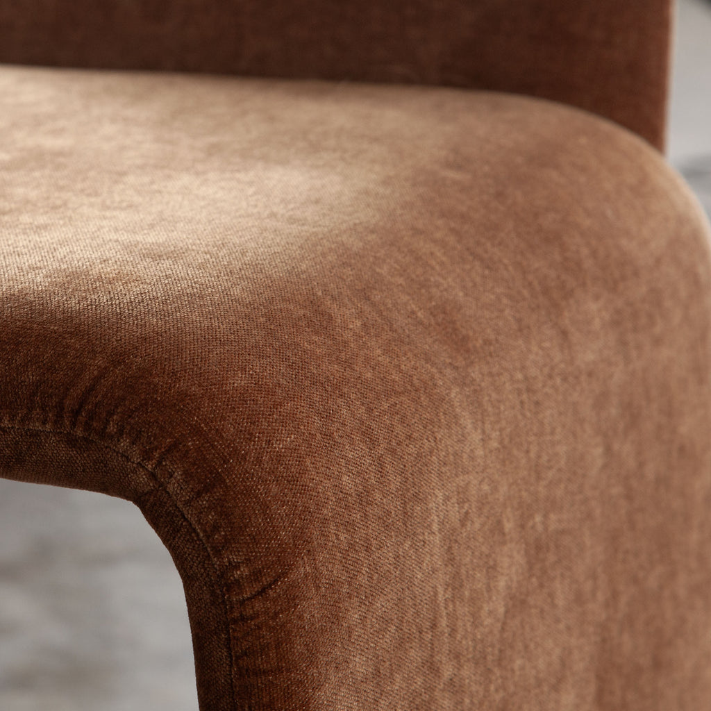 Sona Dining Chair in Amber (Burnt Orange) Fabric by Diamond Sofa - styled in a staged room by Center Stage Home Design