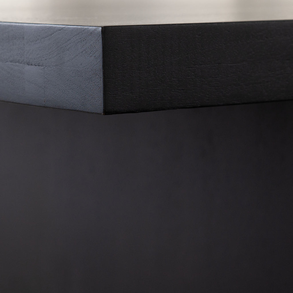 Sonoma 110" Wood Dining Table in Black Finish by Diamond Sofa - styled in a staged room by Center Stage Home Design