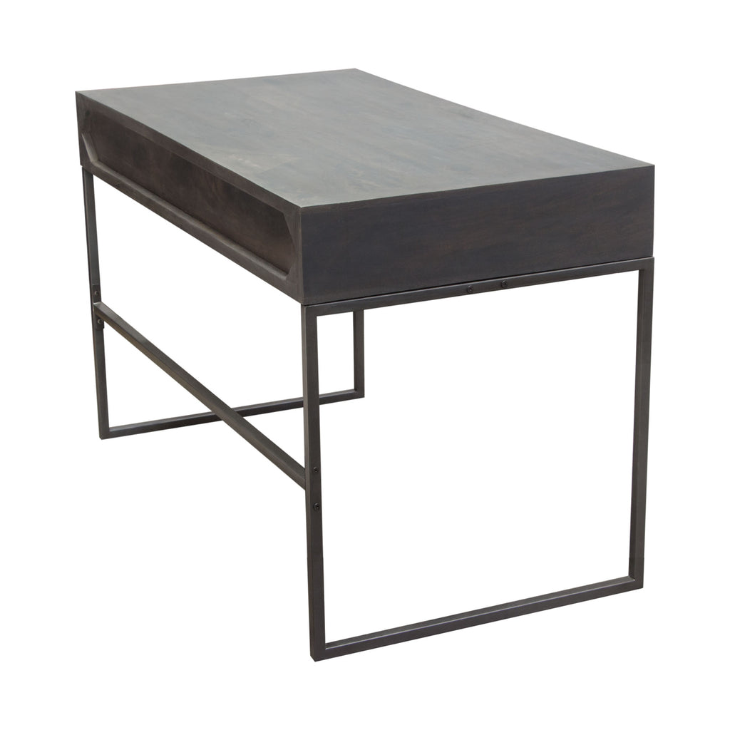 Spectrum 2-Drawer Solid Mango Wood Desk in Smoke Grey Finish w/ Gun Metal Finished Legs by Diamond Sofa