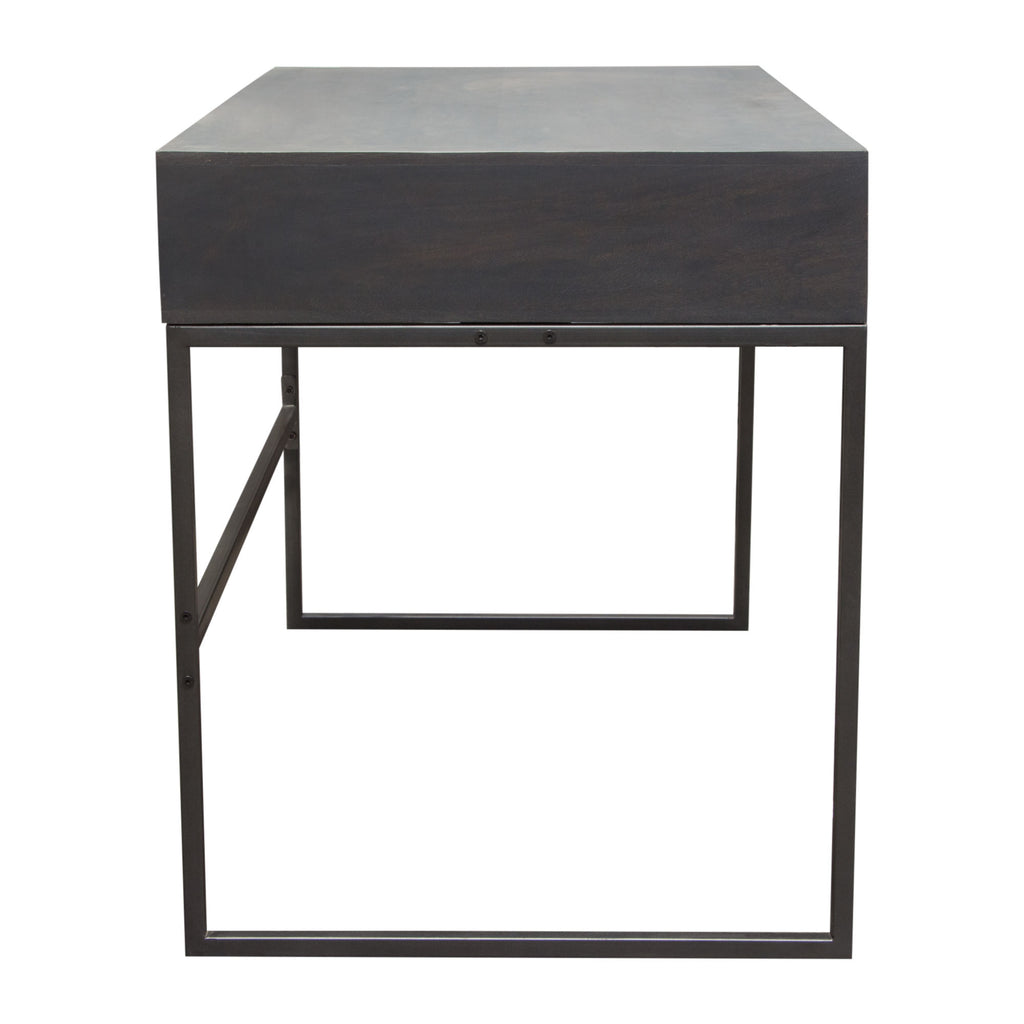 Spectrum 2-Drawer Solid Mango Wood Desk in Smoke Grey Finish w/ Gun Metal Finished Legs by Diamond Sofa