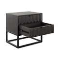 Spectrum 2-Drawer Solid Mango Wood Accent Table in Smoke Grey Finish w/ Gun Metal Finished Legs by Diamond Sofa
