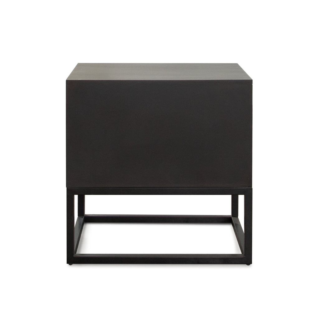 Spectrum 2-Drawer Solid Mango Wood Accent Table in Smoke Grey Finish w/ Gun Metal Finished Legs by Diamond Sofa