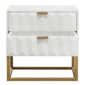 Spectrum 2-Drawer Solid Mango Wood Accent Table in White Finish w/ Gold Finished Iron Legs by Diamond Sofa