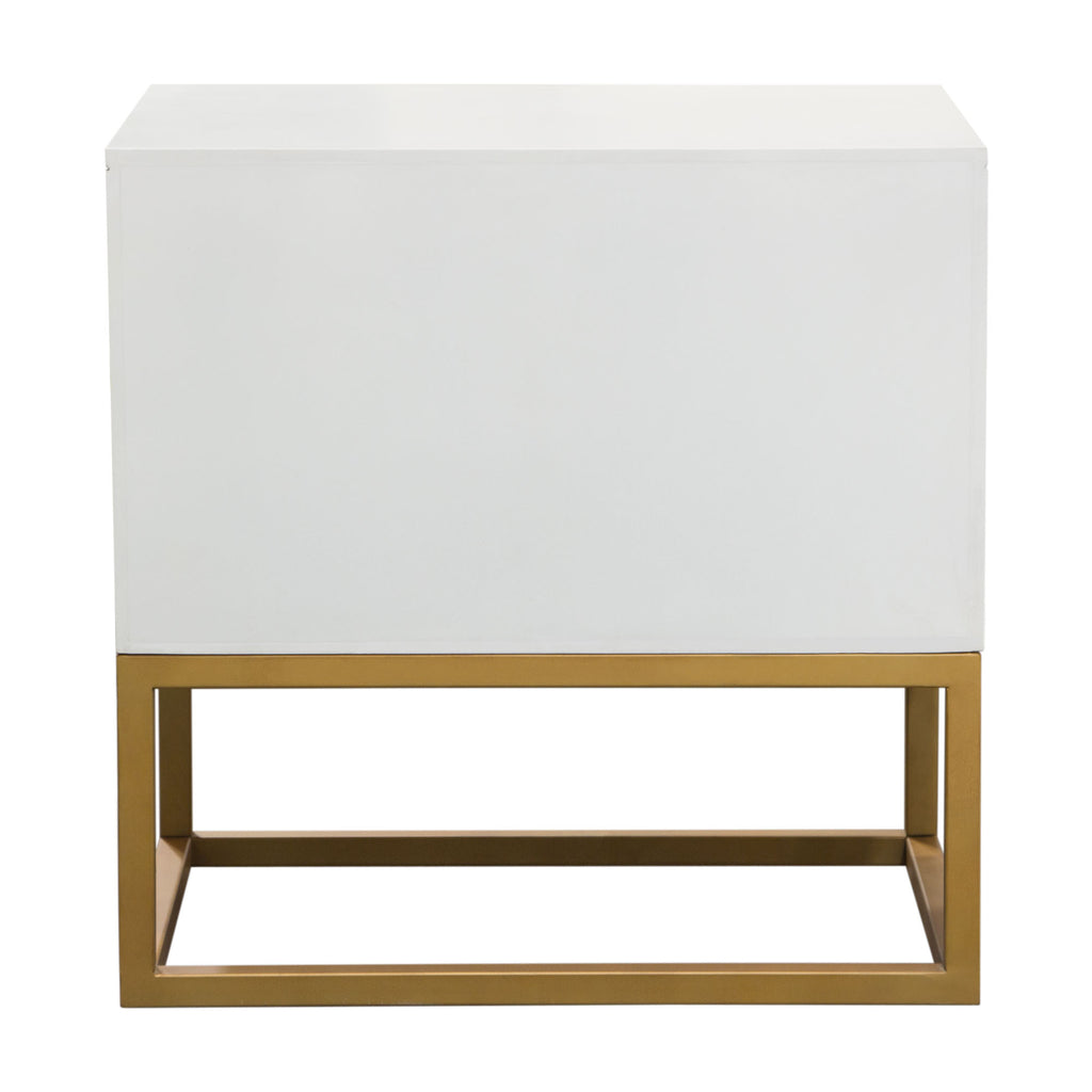 Spectrum 2-Drawer Solid Mango Wood Accent Table in White Finish w/ Gold Finished Iron Legs by Diamond Sofa