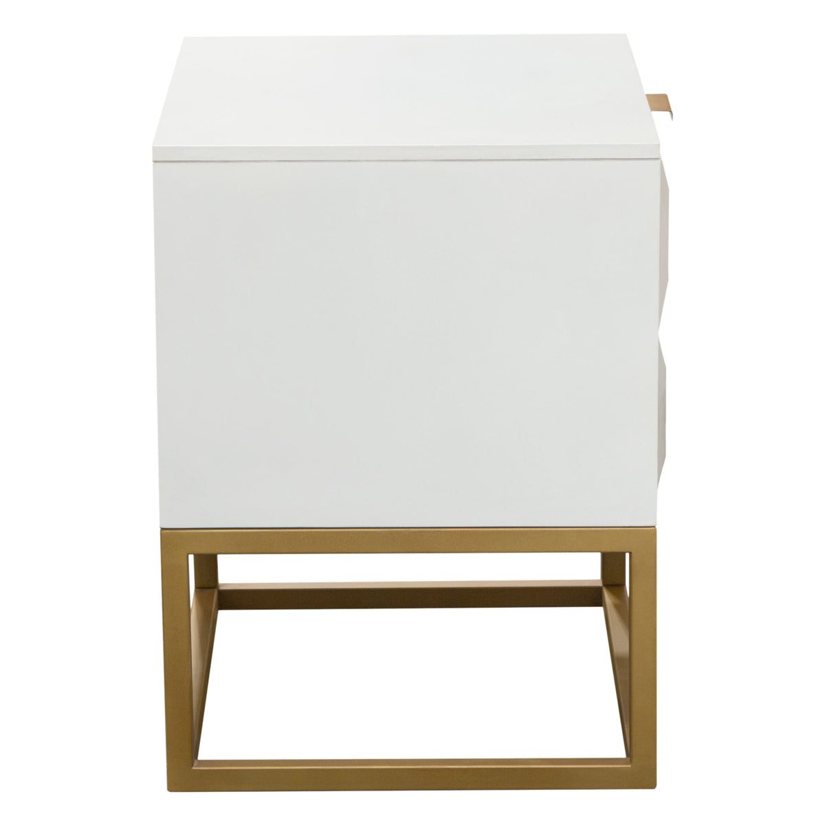Spectrum 2-Drawer Solid Mango Wood Accent Table in White Finish w/ Gold Finished Iron Legs by Diamond Sofa