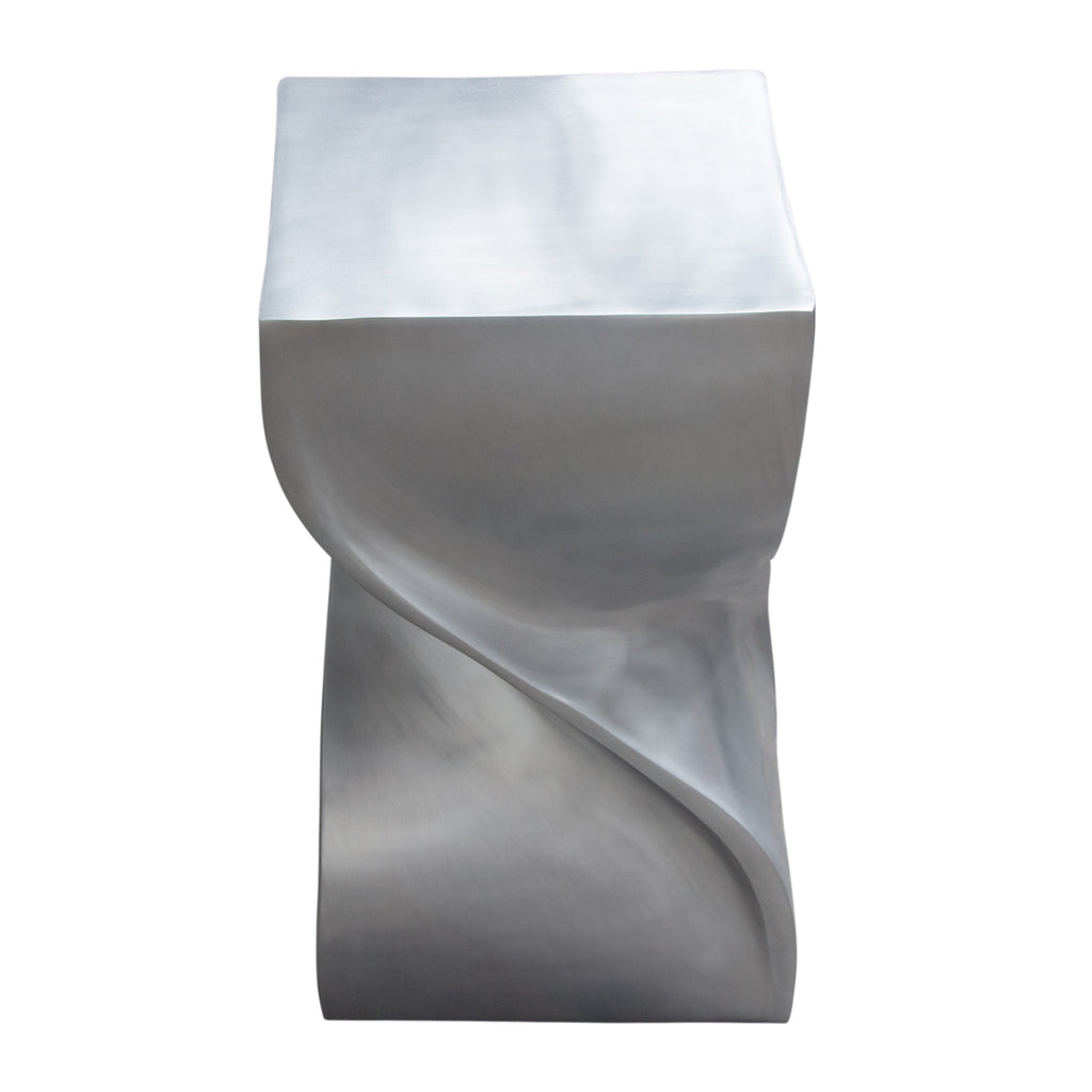 Spire Square Accent Table in Casted Aluminum in Nickel Finish by Diamond Sofa