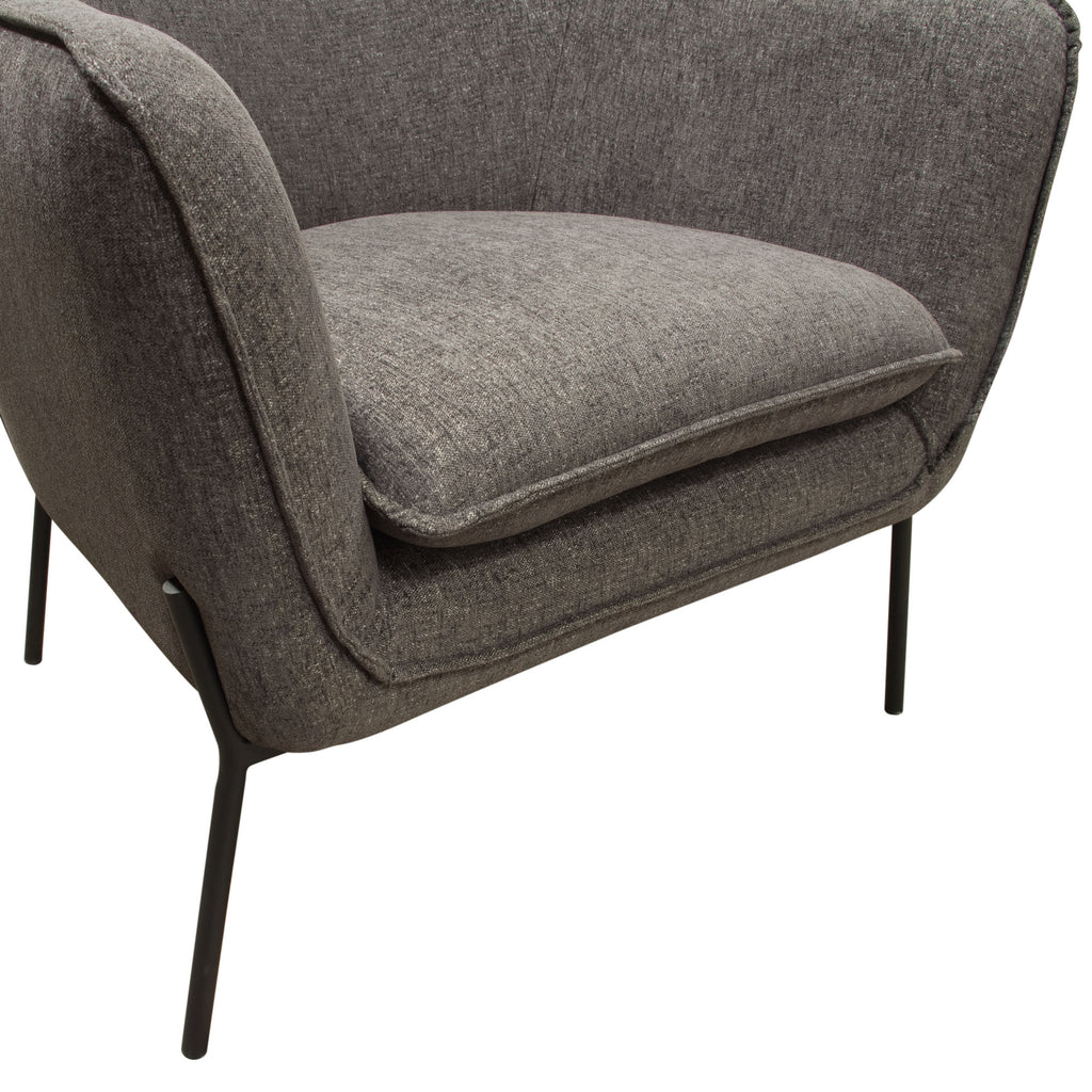 Status Accent Chair in Grey Fabric with Metal Leg by Diamond Sofa - styled in a staged room by Center Stage Home Design