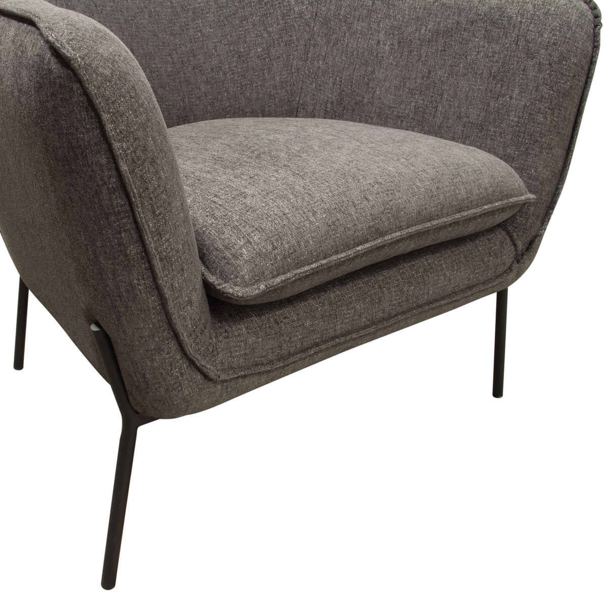 Status Accent Chair in Grey Fabric with Metal Leg by Diamond Sofa - styled in a staged room by Center Stage Home Design