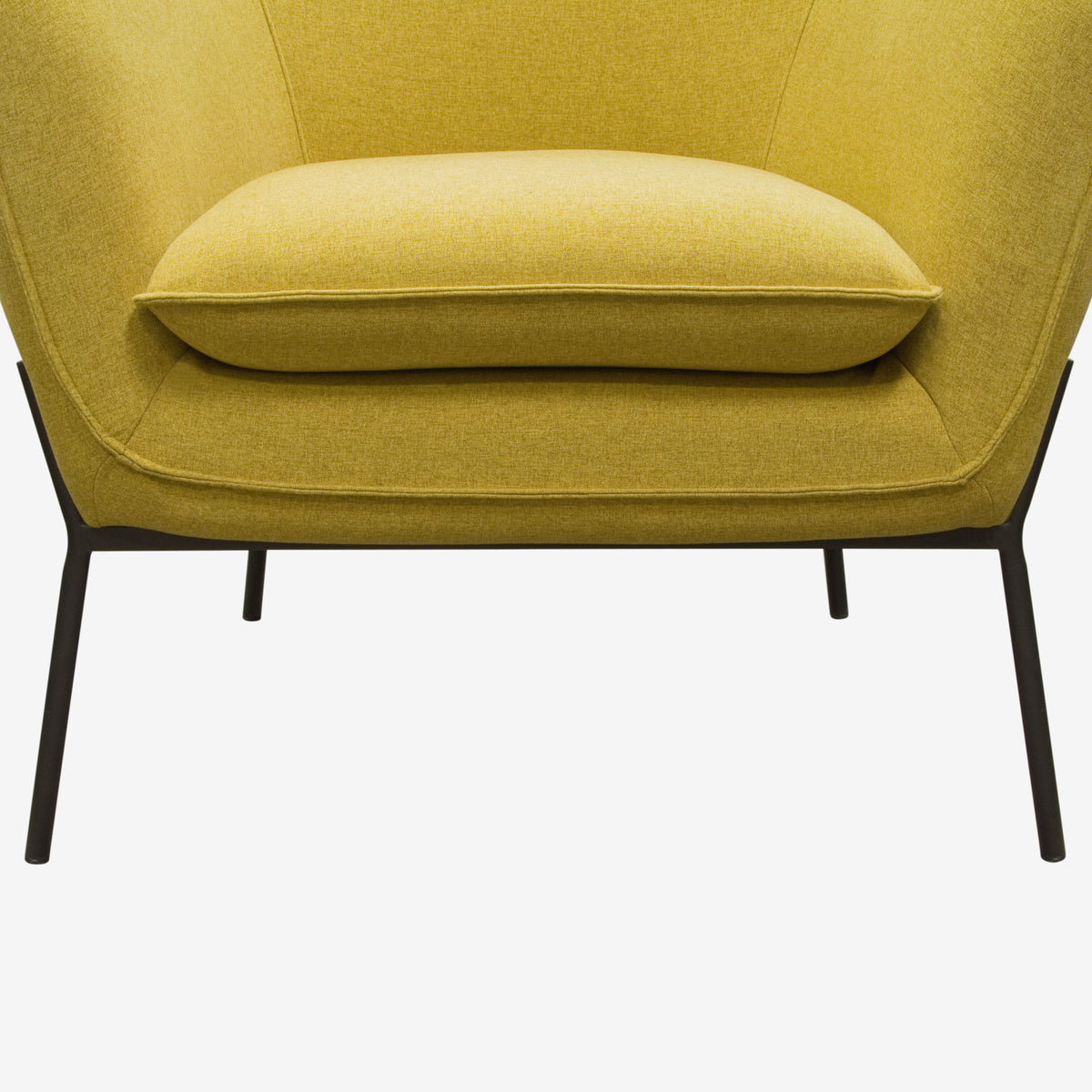 Status Accent Chair in Yellow Fabric with Metal Leg by Diamond Sofa - styled in a staged room by Center Stage Home Design