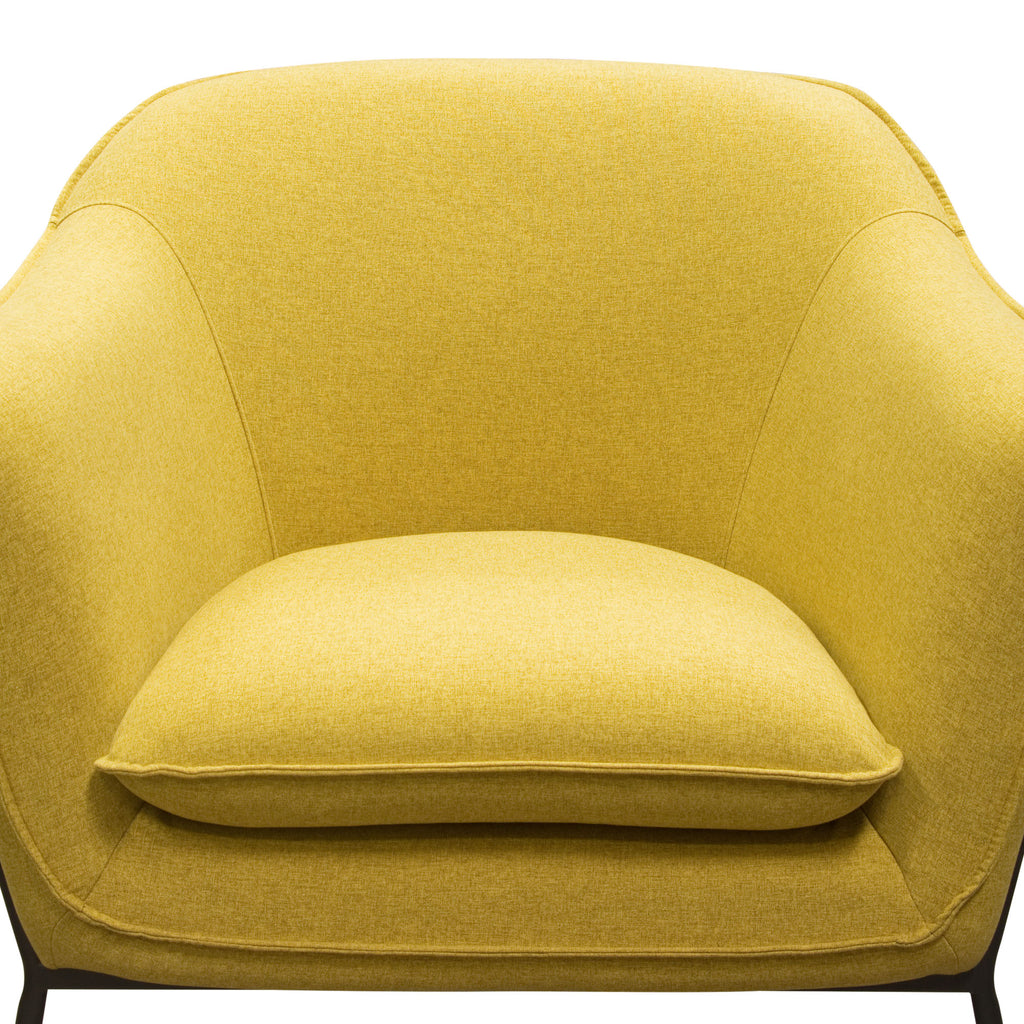 Status Accent Chair in Yellow Fabric with Metal Leg by Diamond Sofa - styled in a staged room by Center Stage Home Design