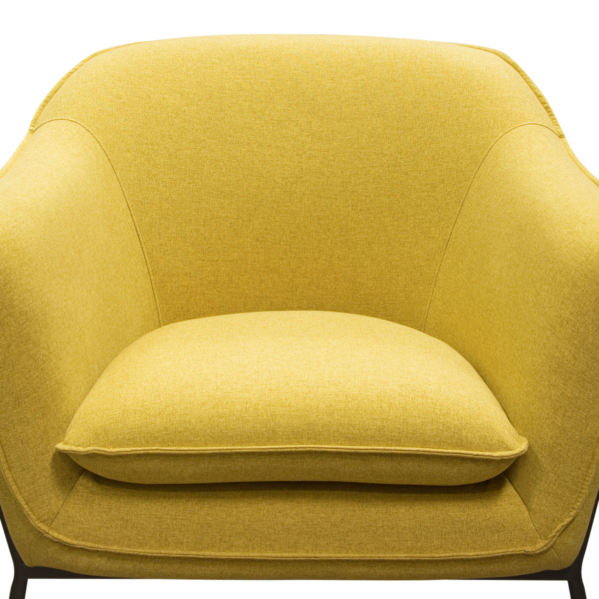 Status Accent Chair in Yellow Fabric with Metal Leg by Diamond Sofa - styled in a staged room by Center Stage Home Design