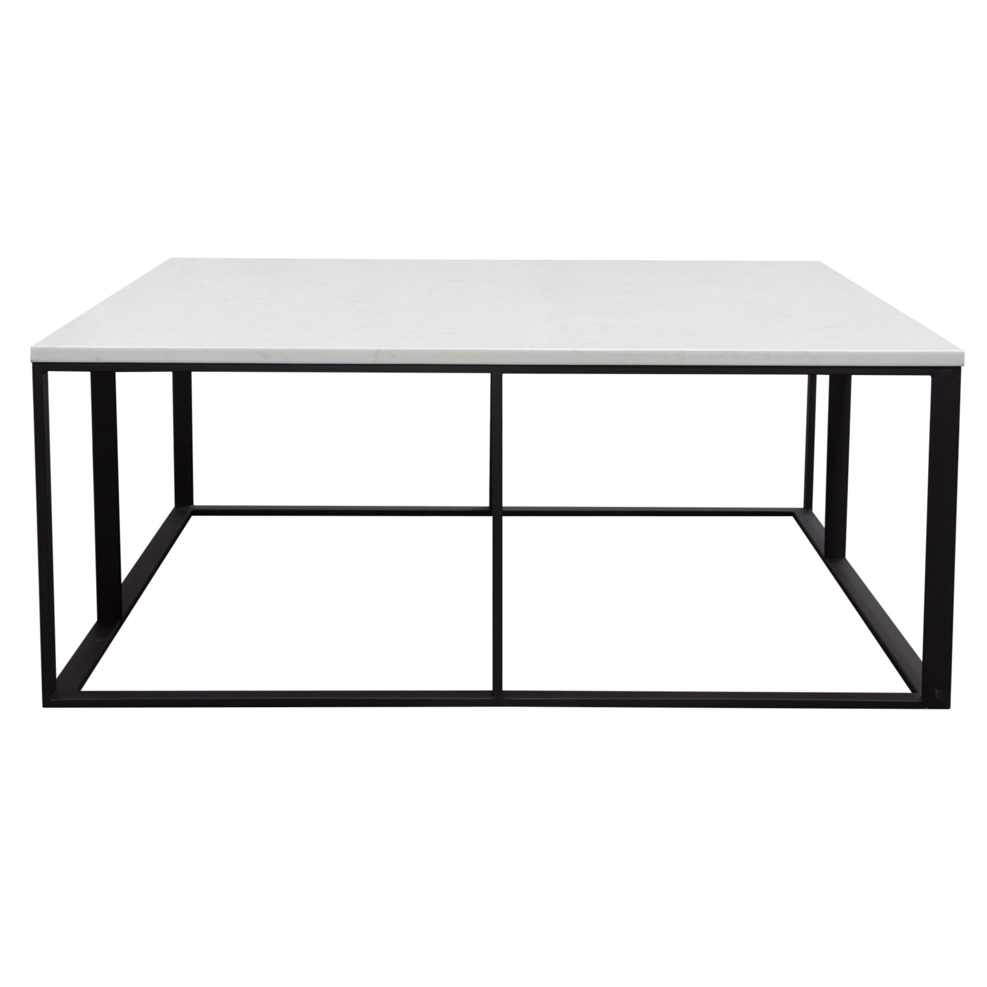 Surface Square Cocktail Table w/ Engineered Marble Top & Black Powder Coated Metal Base by Diamond Sofa