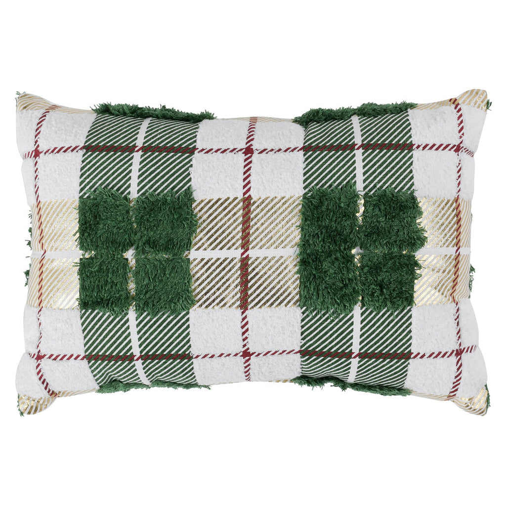 Plaid Texture Green Multi 14x20 Pillow