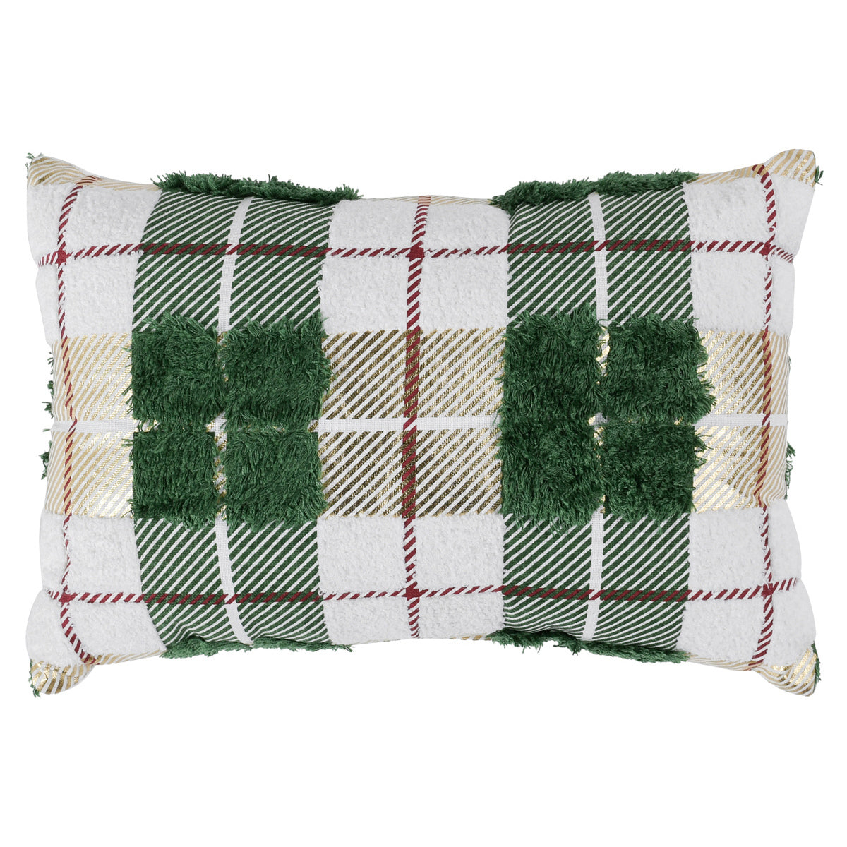 Plaid Texture Green Multi 14x20 Pillow