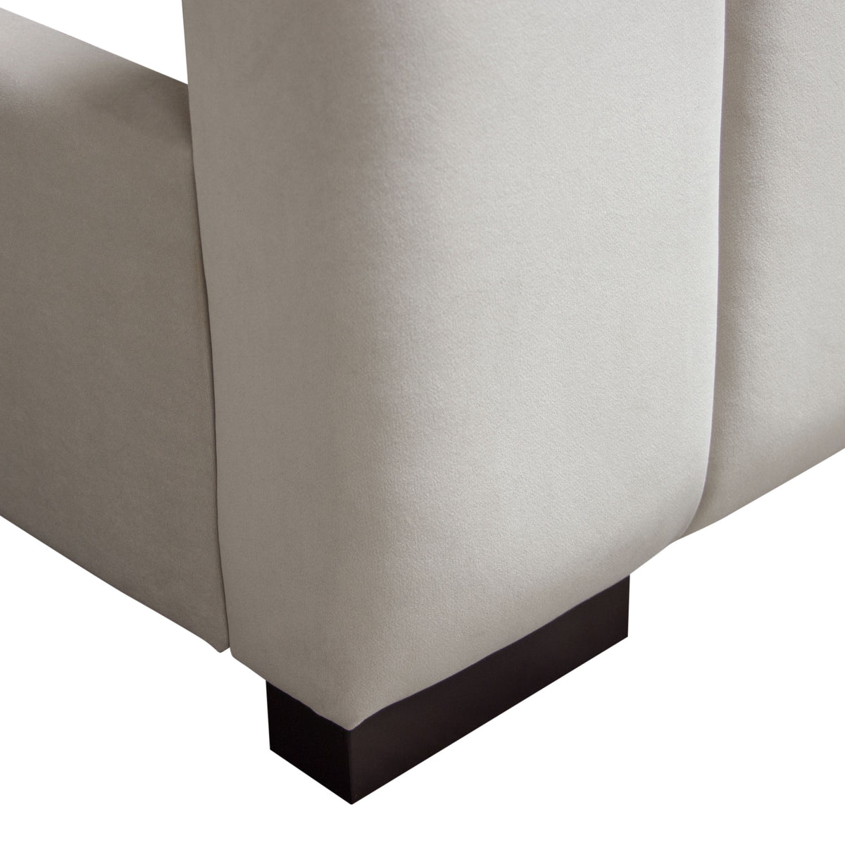 Venus Vertical Channel Tufted Eastern King Bed in Light Grey Velvet by Diamond Sofa - styled in a staged room by Center Stage Home Design