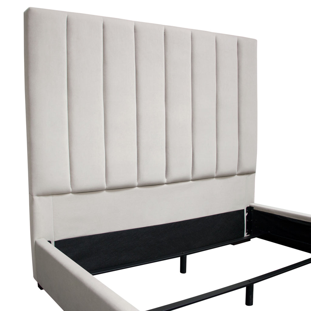 Venus Vertical Channel Tufted Queen Bed in Light Grey Velvet by Diamond Sofa