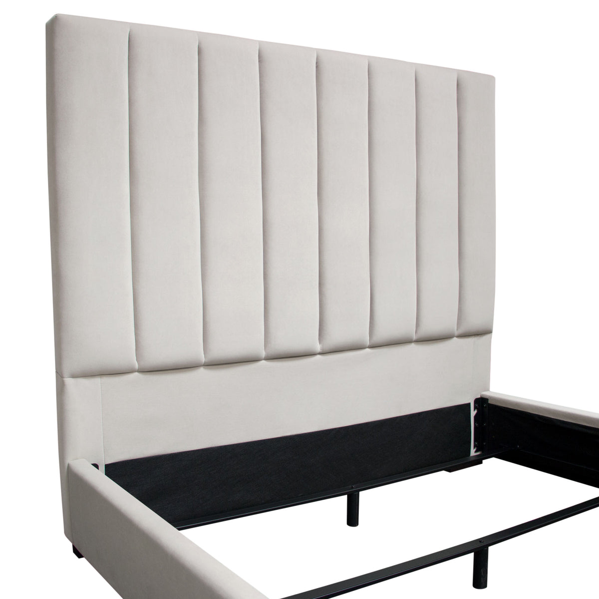 Venus Vertical Channel Tufted Queen Bed in Light Grey Velvet by Diamond Sofa