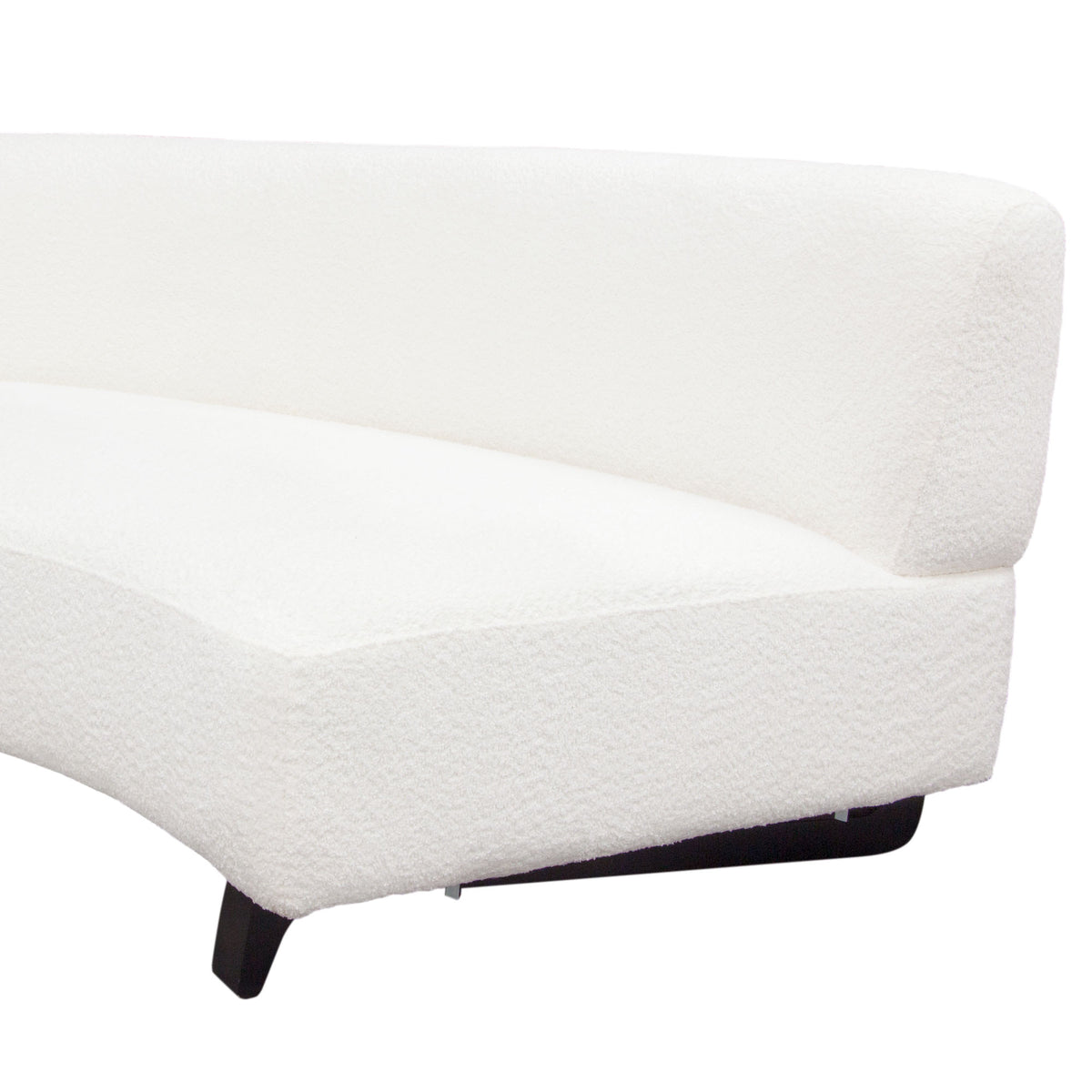 Vesper 3PC Modular Curved Armless Sofa in Faux White Shearling w/ Black Wood Leg Base by Diamond Sofa