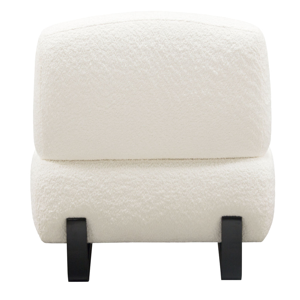 Vesper Armless Chair in Faux White Shearling w/ Black Wood Leg Base by Diamond Sofa