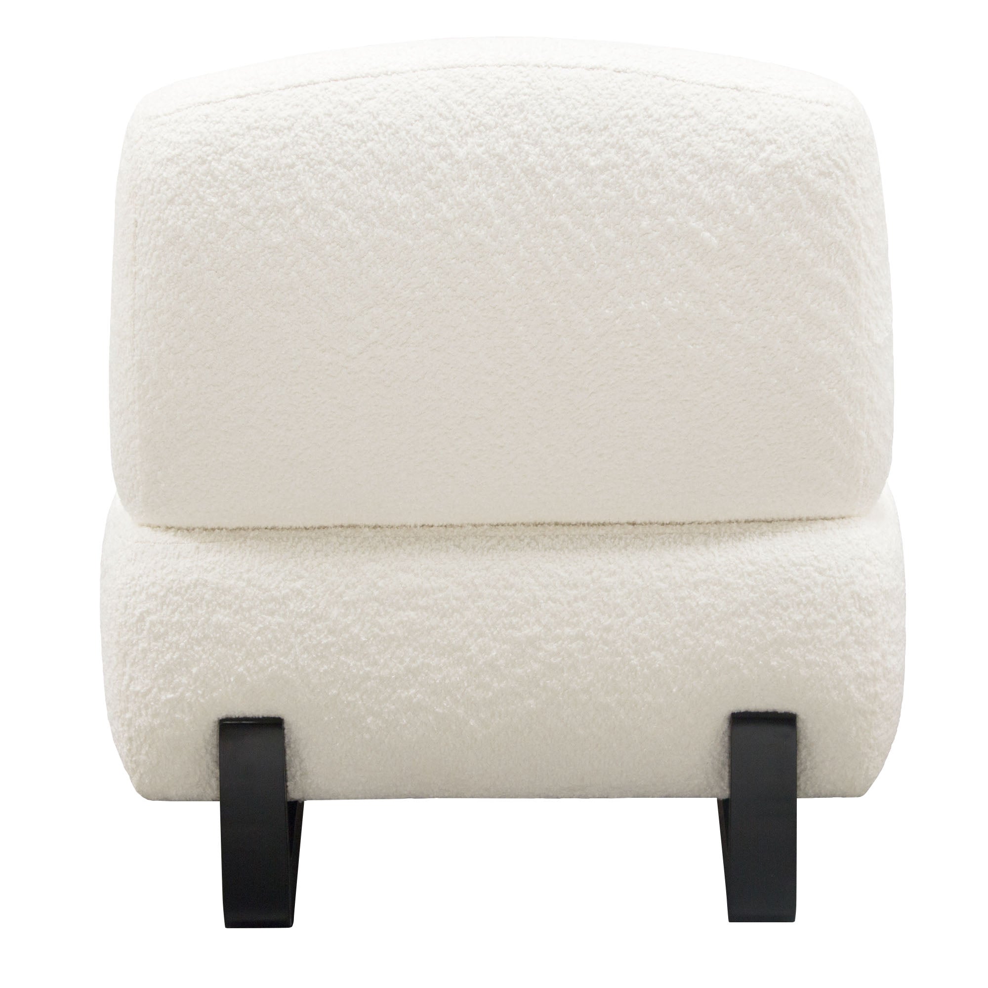 Vesper Armless Chair in Faux White Shearling w/ Black Wood Leg Base by Diamond Sofa