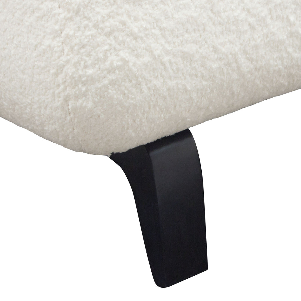 Vesper Armless Chair in Faux White Shearling w/ Black Wood Leg Base by Diamond Sofa - styled in a staged room by Center Stage Home Design