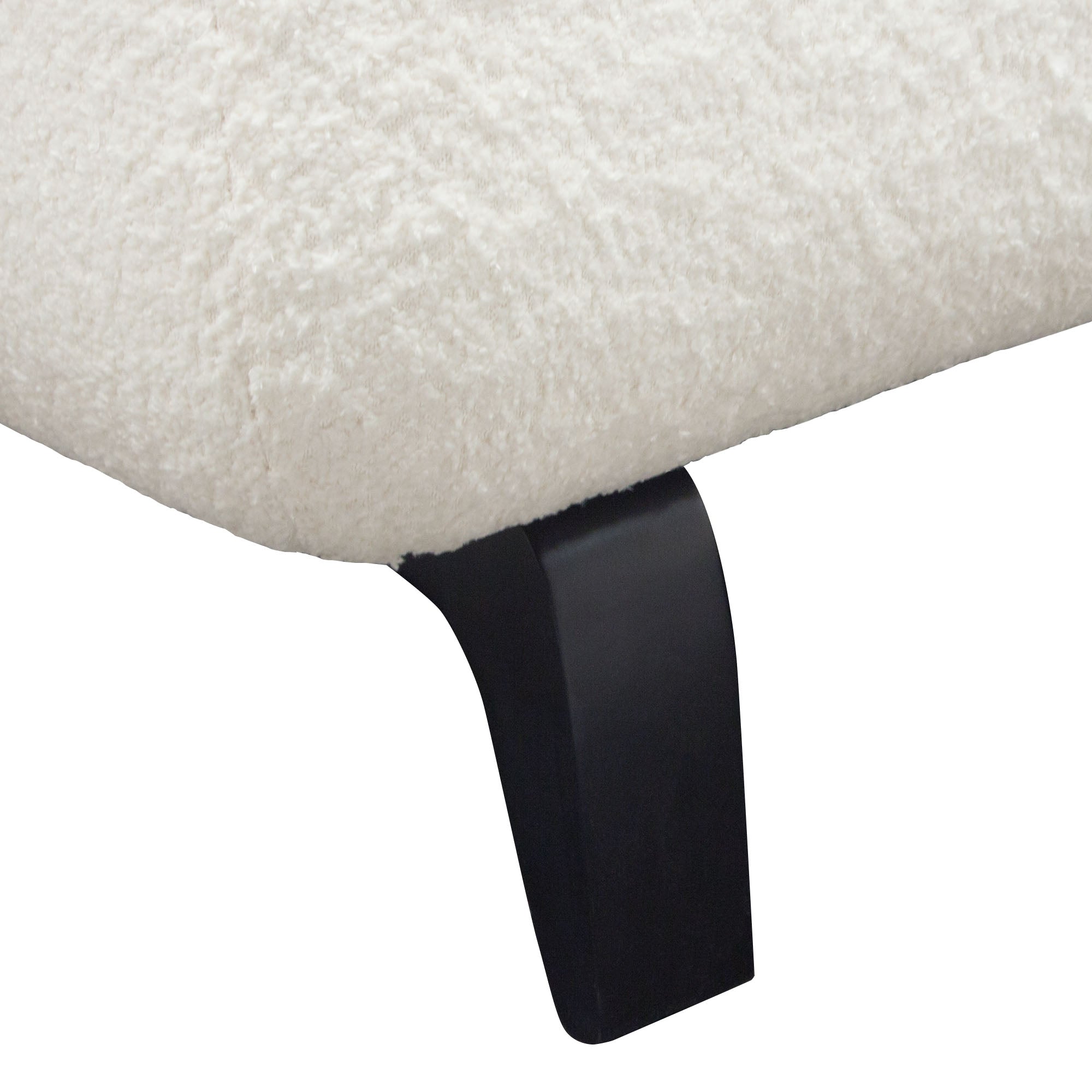Vesper Armless Chair in Faux White Shearling w/ Black Wood Leg Base by Diamond Sofa - styled in a staged room by Center Stage Home Design