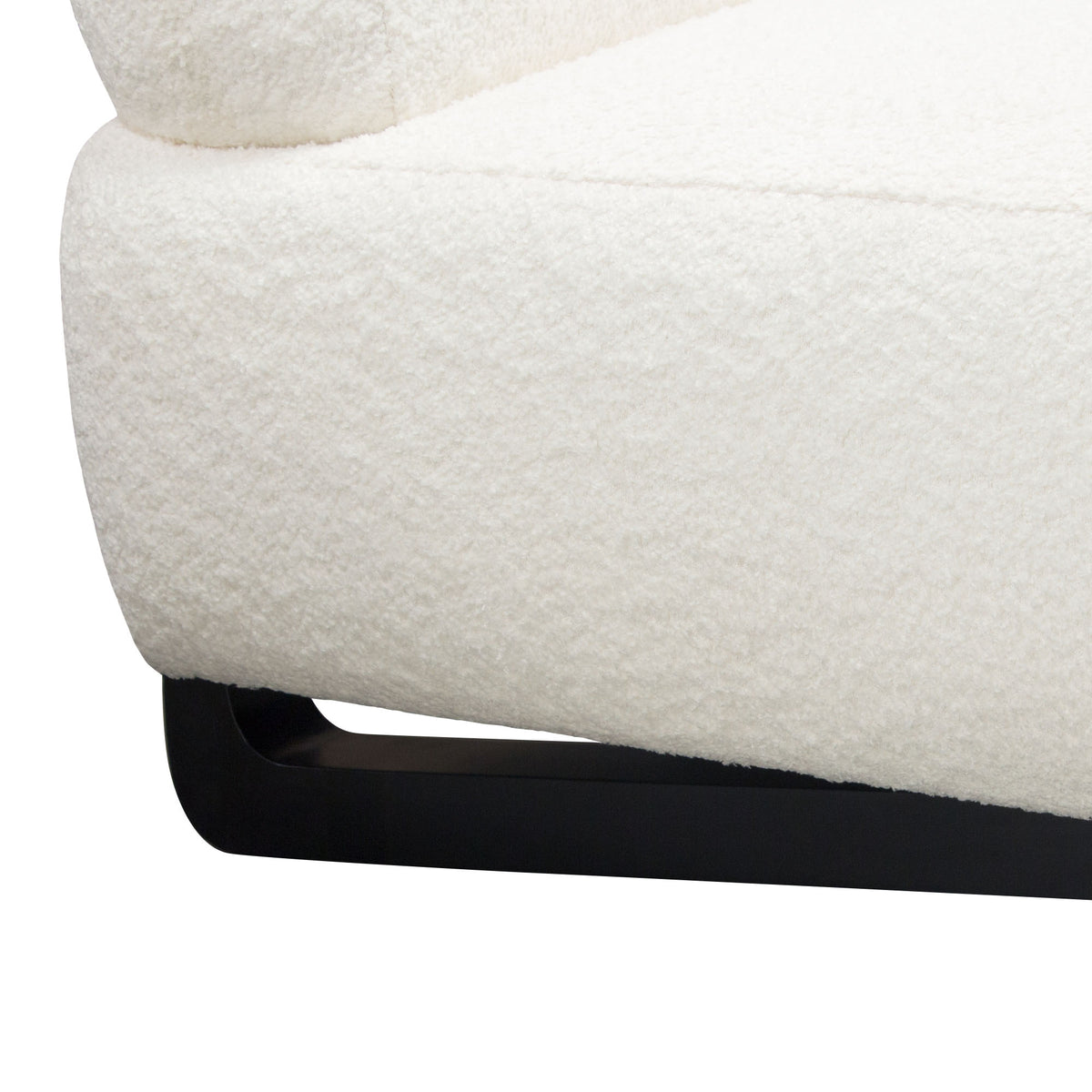 Vesper Armless Chair in Faux White Shearling w/ Black Wood Leg Base by Diamond Sofa - styled in a staged room by Center Stage Home Design