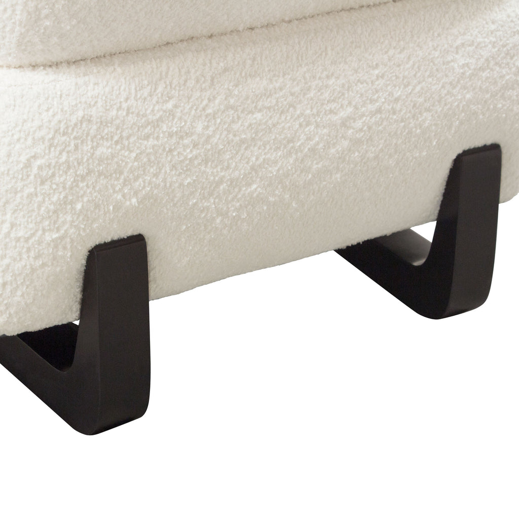 Vesper Armless Chair in Faux White Shearling w/ Black Wood Leg Base by Diamond Sofa - styled in a staged room by Center Stage Home Design