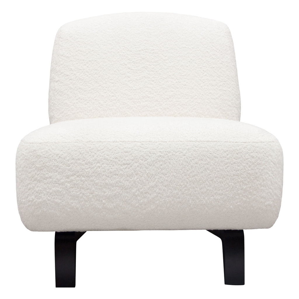 Vesper Armless Chair in Faux White Shearling w/ Black Wood Leg Base by Diamond Sofa