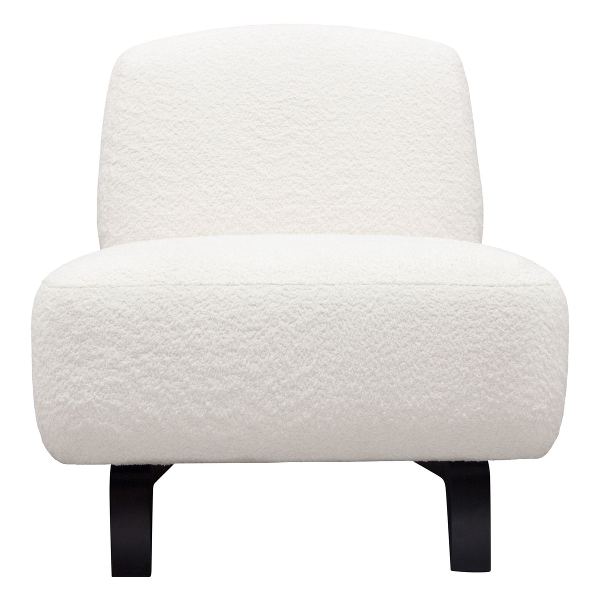 Vesper Armless Chair in Faux White Shearling w/ Black Wood Leg Base by Diamond Sofa