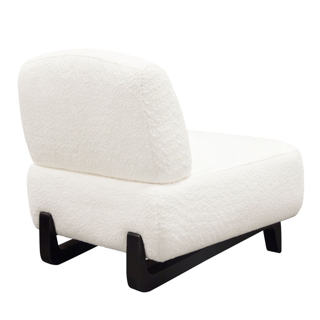 Vesper Armless Chair in Faux White Shearling w/ Black Wood Leg Base by Diamond Sofa