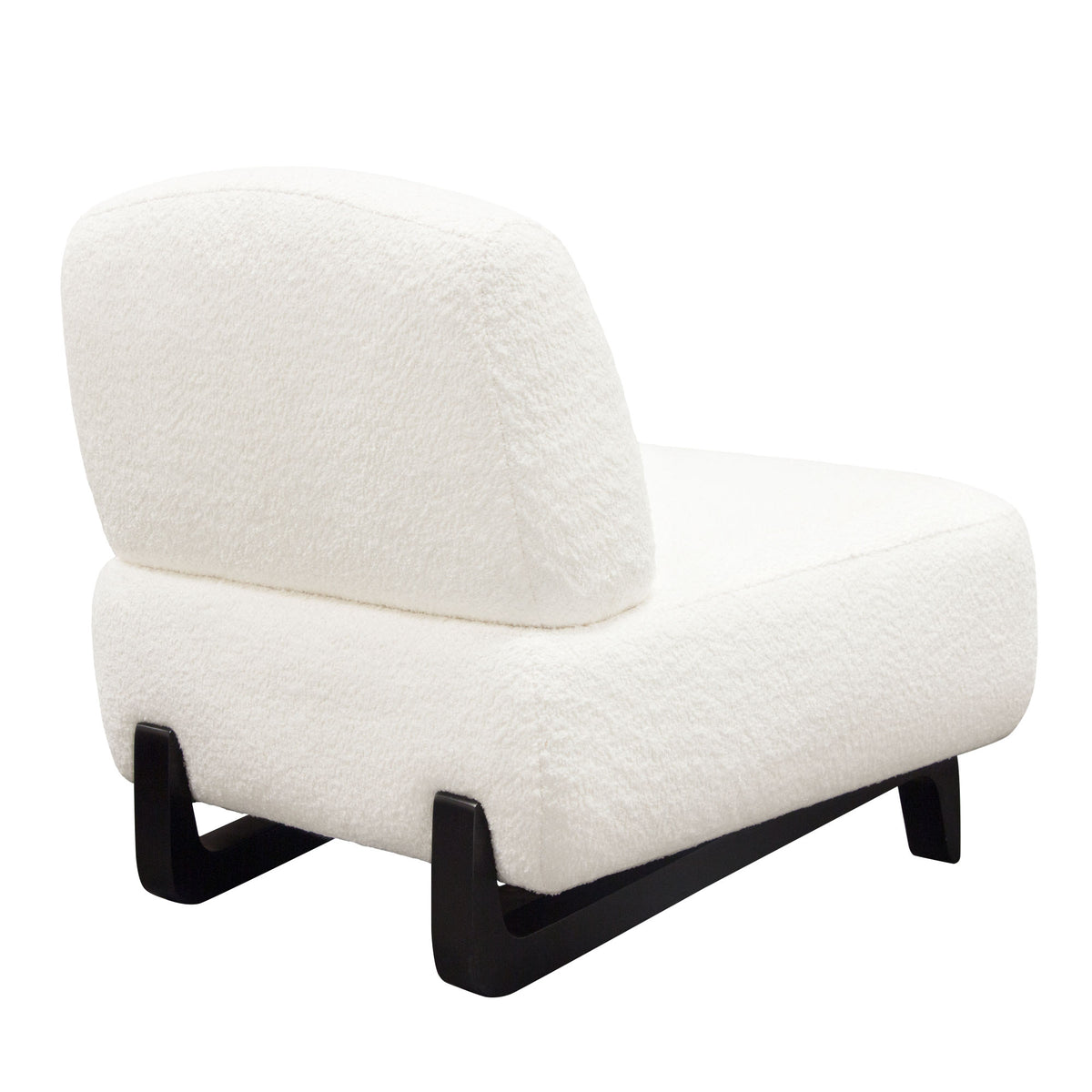 Vesper Armless Chair in Faux White Shearling w/ Black Wood Leg Base by Diamond Sofa