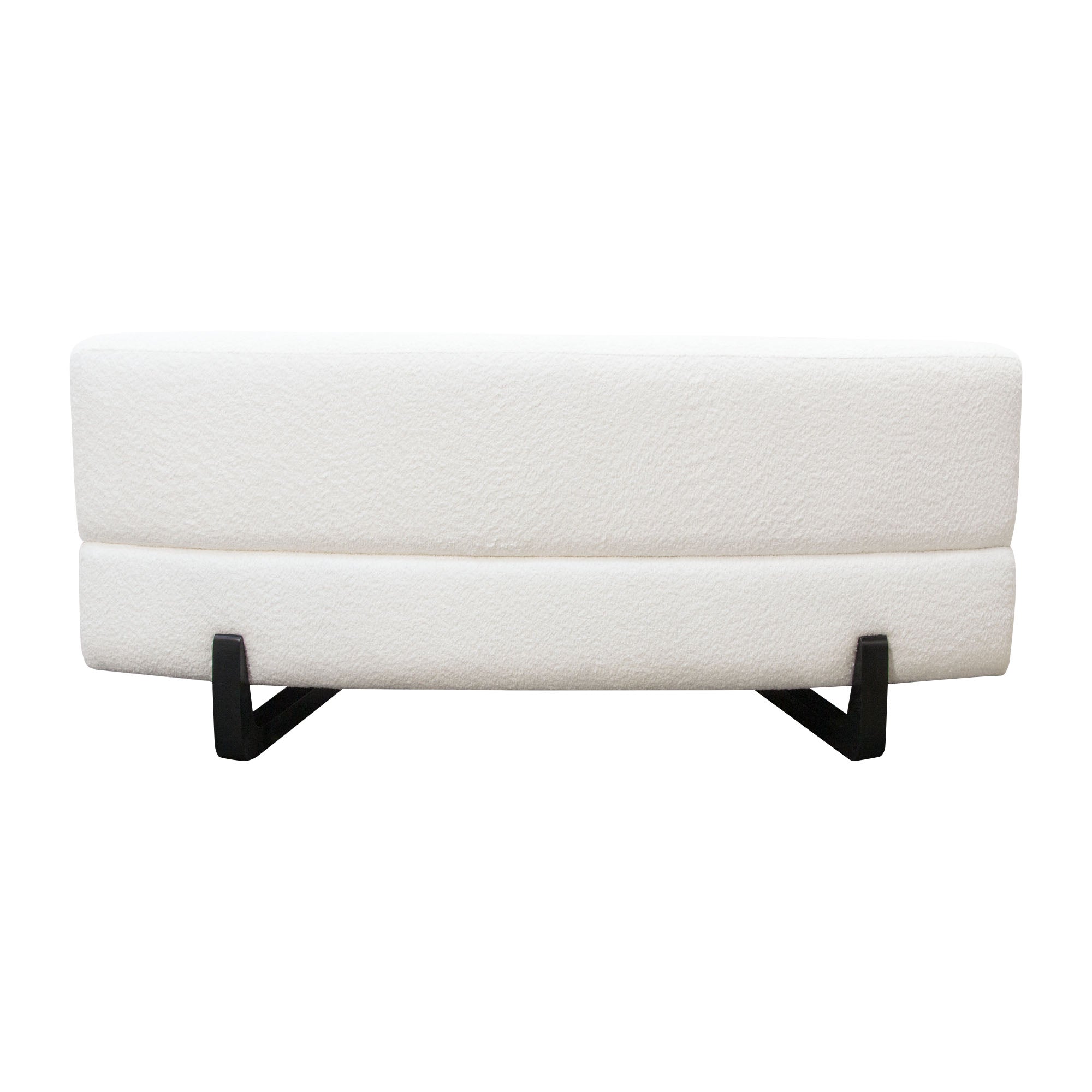 Vesper Curved Armless Sofa in Faux White Shearling w/ Black Wood Leg Base by Diamond Sofa