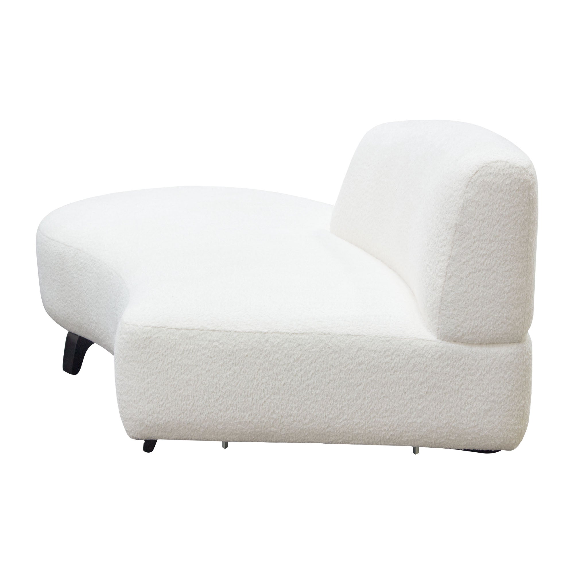 Vesper Curved Armless Left Chaise in Faux White Shearling w/ Black Wood Leg Base by Diamond Sofa
