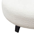 Vesper Round Ottoman in Faux White Shearling w/ Black Wood Leg Base by Diamond Sofa