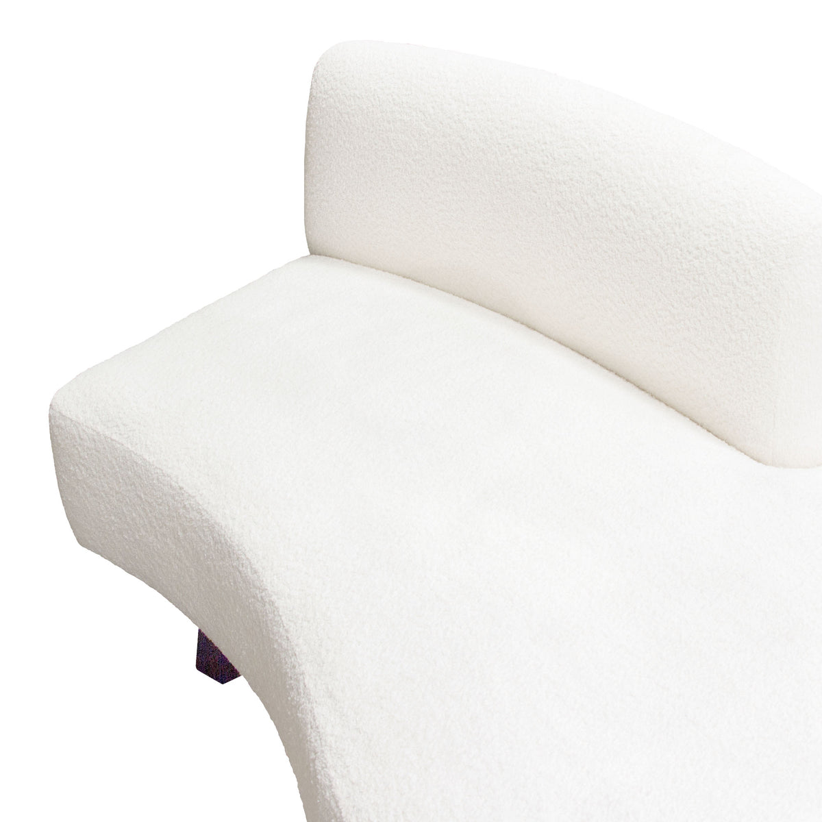 Vesper Curved Armless Right Chaise in Faux White Shearling w/ Black Wood Leg Base by Diamond Sofa