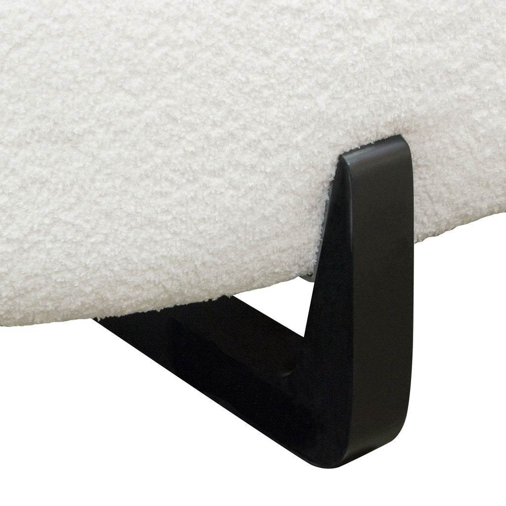 Vesper Curved Armless Right Chaise in Faux White Shearling w/ Black Wood Leg Base by Diamond Sofa - styled in a staged room by Center Stage Home Design
