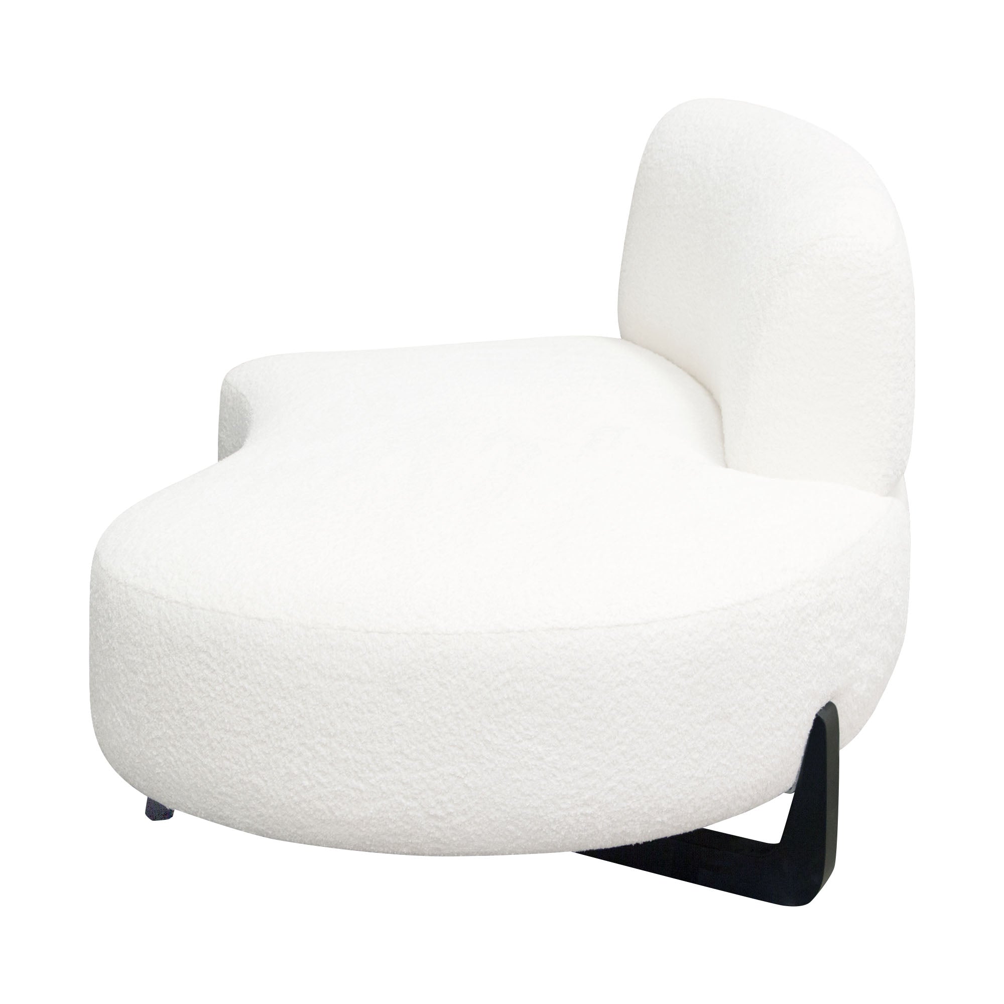 Vesper Curved Armless Right Chaise in Faux White Shearling w/ Black Wood Leg Base by Diamond Sofa