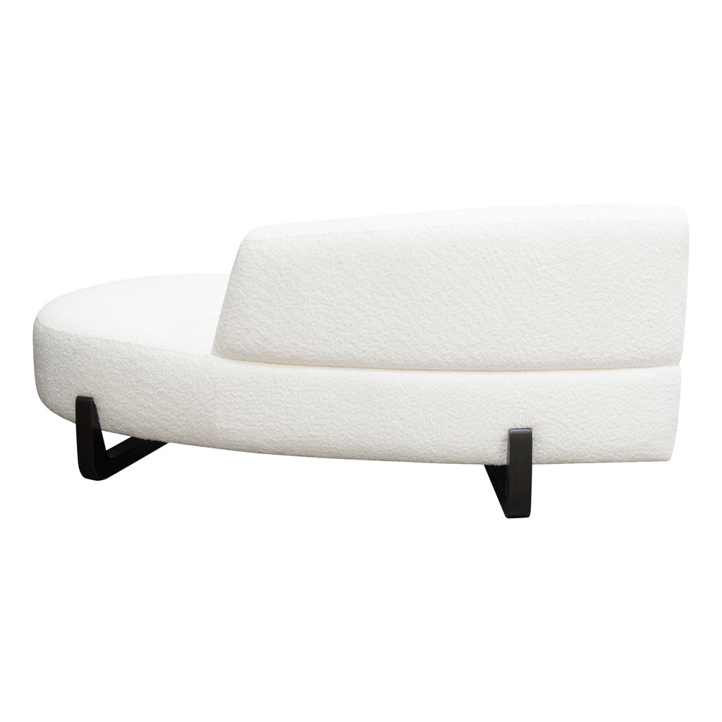 Vesper Curved Armless Right Chaise in Faux White Shearling w/ Black Wood Leg Base by Diamond Sofa