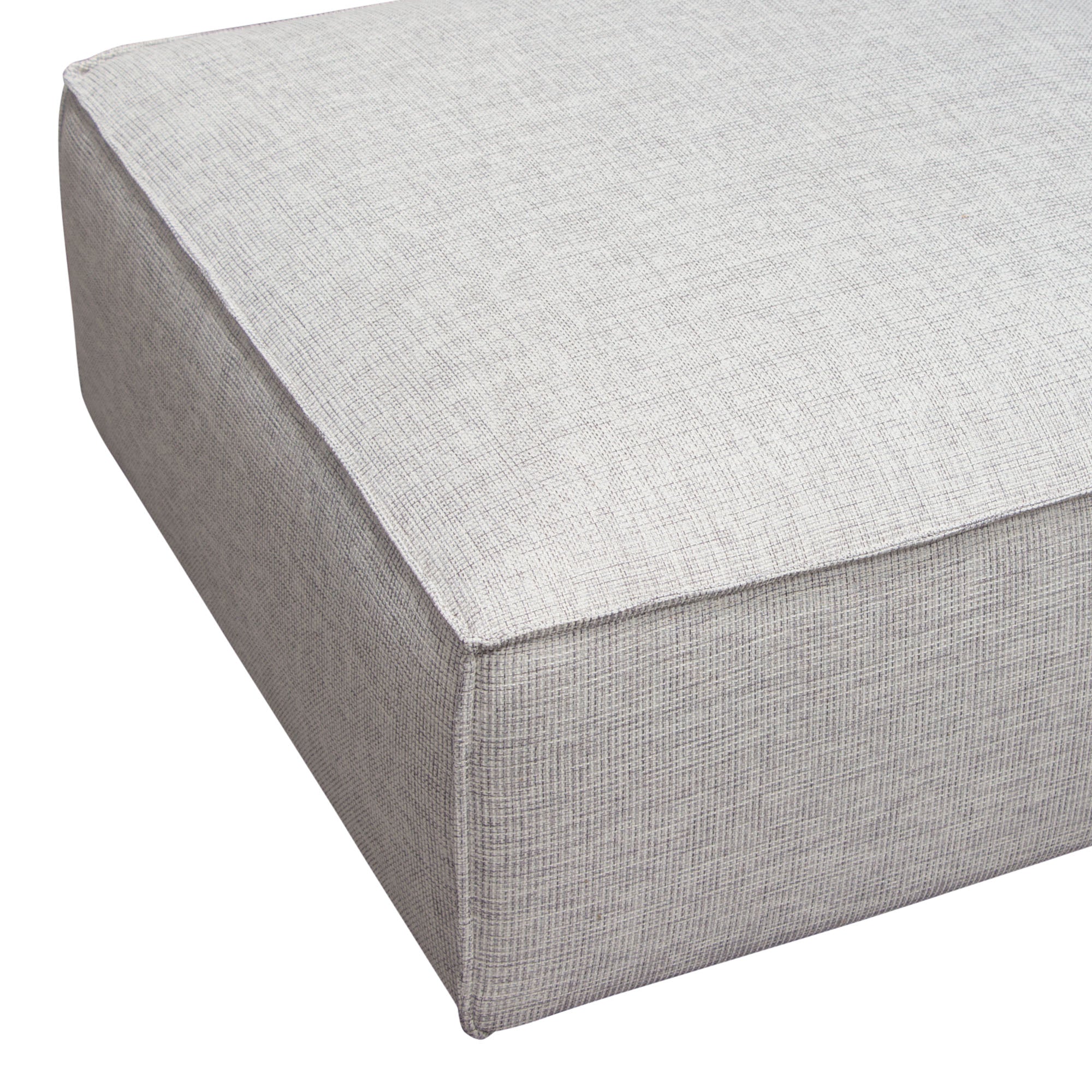 Vice Square Ottoman in Barley Fabric by Diamond Sofa - styled in a staged room by Center Stage Home Design