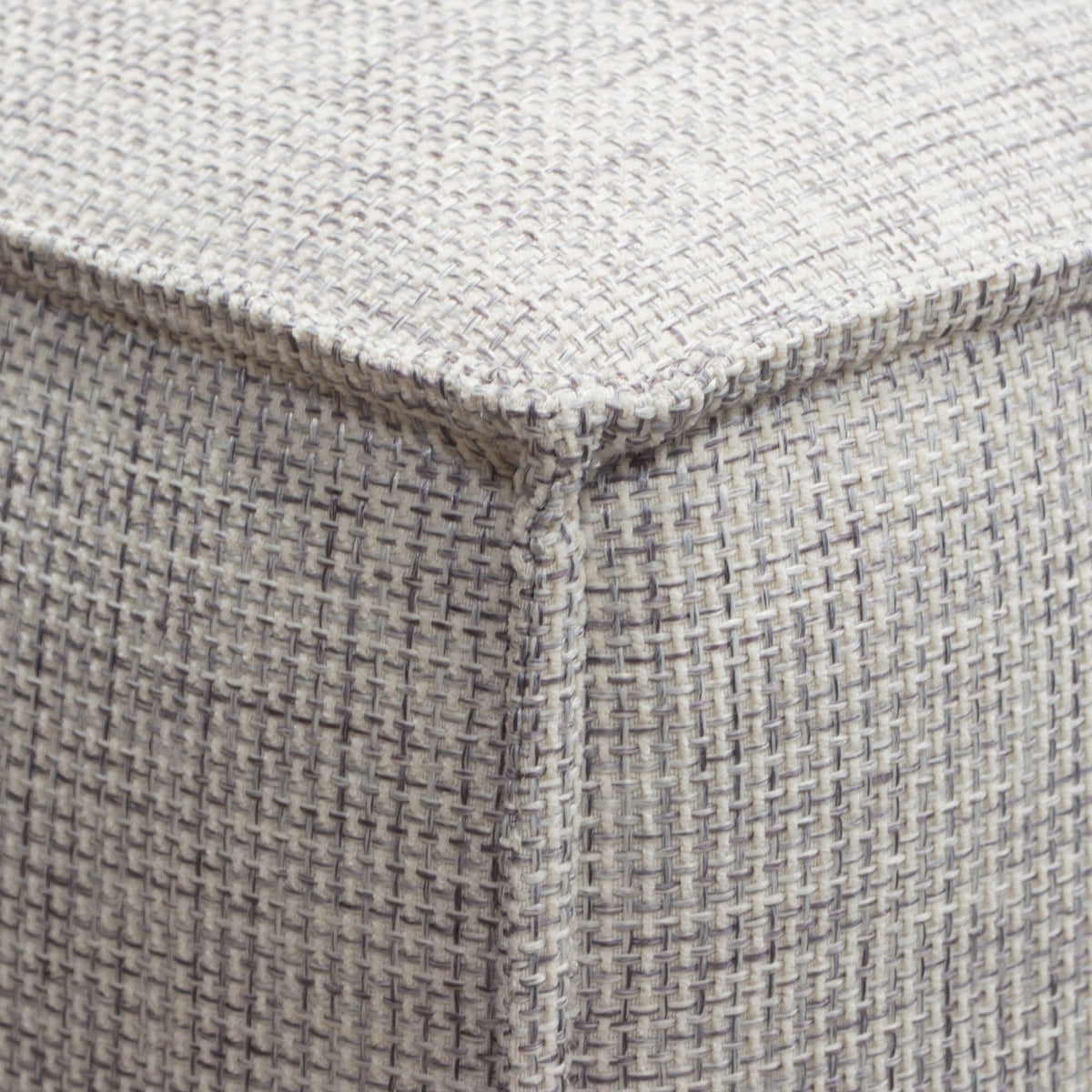 Vice Square Ottoman in Barley Fabric by Diamond Sofa - styled in a staged room by Center Stage Home Design