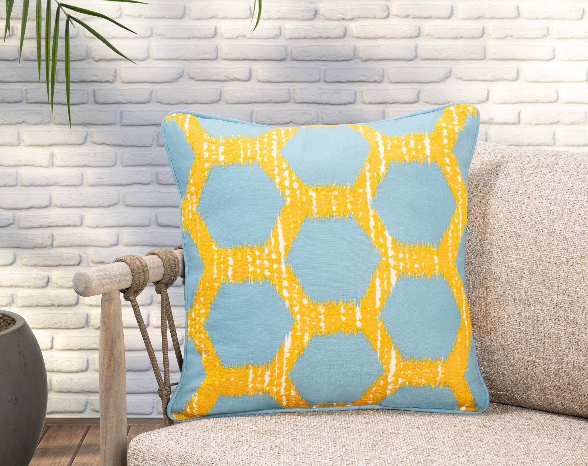 Indoor/Outdoor Gaines Yellow/Blue 20x20 Pillow — view 3